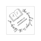 Modern boek ronde handgeschreven aangepaste biblio 	rubberstempel (Afrduk)