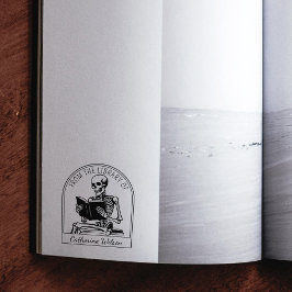 Modern Boeklezers Ex Libris Van De Bibliotheek Van Rubberstempel