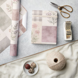 Modern boerderij pastel paarse quilt patchwork  cadeaupapier