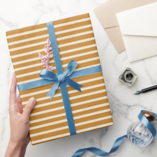 Modern Boerderij Retro Landelijk Mosterd Gestreept Cadeaupapier