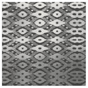 Modern Boheems Zilver Zwart Glitter Ikat Patroon Stof