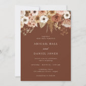 Modern Bohemian Dried Floral Wedding Kaart (Voorkant)