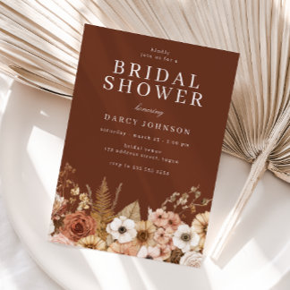 Modern Bohemian Floral Bridal Shower Kaart