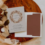Modern bohemian natural pampas grass wedding invit<br><div class="desc">Modern hemian natural pampas grass wedding Invite. Stunning elegant script text and on trend botanical foliage. On trend rust terracotta backer color.</div>