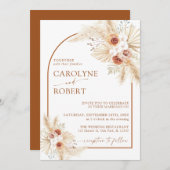 Modern Bohemian Pampas Grass Terracotta Wedding Kaart (Voorkant / Achterkant)