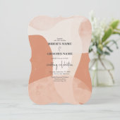 Modern Bohemian Terracotta Abstracte bruiloft Kaart (Staand voorkant)