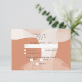 Modern Bohemian Terracotta Abstracte bruiloft RSVP Kaartje (Staand voorkant)