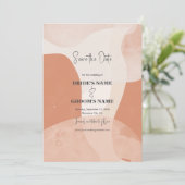 Modern Bohemian Terracotta Abstracte bruiloft Save The Date (Staand voorkant)