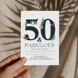 Modern Boho 50 en Fabulous Birthday Invitation Kaart