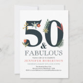 Modern Boho 50 en Fabulous Birthday Invitation Kaart (Voorkant)