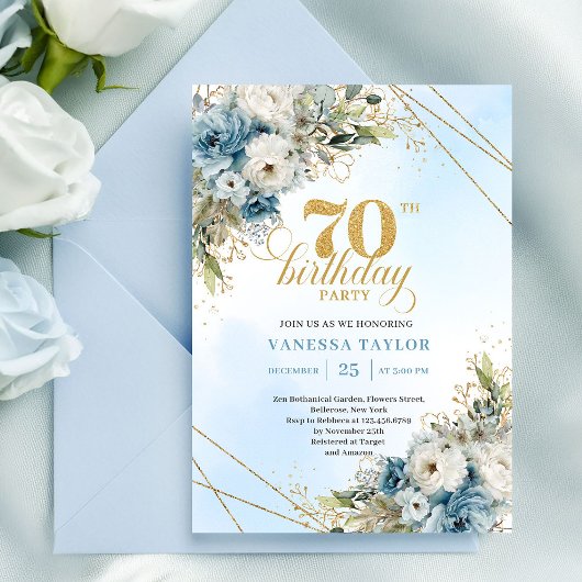 Modern Boho 70th Birthday Floral Invitation
