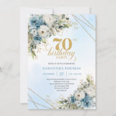 Modern Boho 70th Birthday Floral Invitation Kaart (Voorkant)