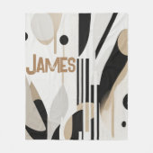 Modern Boho Abstract Beige Fleece Deken (Voorkant)