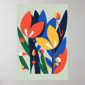Modern Boho Abstract Botanische Bloem Poster (Voorkant)