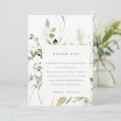 Modern Boho Abstract Groen Wit Bloemen Bruiloft Bedankkaart (Staand voorkant)