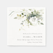 Modern Boho Abstract Groen Wit Bloemen Bruiloft Servet (Voorkant)