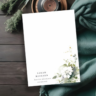 Modern Boho Abstract Groen Wit Bloemen Logo Notitiekaartje