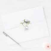 Modern Boho Abstract Groen Wit Bloemen Logo Ronde Sticker (Envelop)
