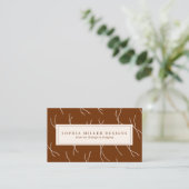 Modern Boho Abstract Lines Designer | Dark Brown Visitekaartje (Staand voorkant)