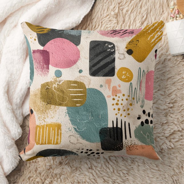 Modern Boho Abstract Patroon | Gestructureerd Kleu Kussen (Deken)
