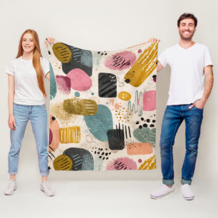 Modern Boho Abstract Patroon Getextureerd Kleurr Fleece Deken