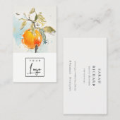 Modern Boho Abstract Schetsend Sinaasappel Tuin Lo Visitekaartje (Voorkant / Achterkant)