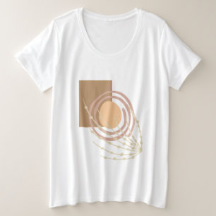 Modern Boho Abstracte maan en Bloem Grote Maat T-shirt