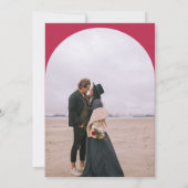 Modern boho arch 2 foto's trouwmagenta kaart (Achterkant)