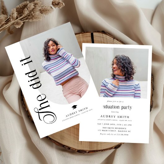 Modern Boho Arch 2 Photos Graduation Kaart