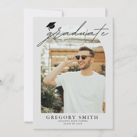 Modern Boho Arch 6 foto's Afstuderen Aankondiging (Voorkant)