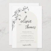 Modern Boho Arch Calligraphy Orchids Ivory Wedding Kaart (Voorkant / Achterkant)
