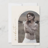 Modern Boho Arch | Crème Afstuderen Foto-Afstudere Aankondiging (Voorkant)