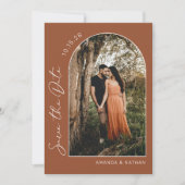 Modern Boho Arch Foto Terracotta Wedding Save The Date (Voorkant)