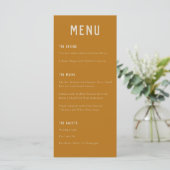 Modern Boho Arch Ochre Oranje Typografie Weddensch Menu (Staand voorkant)