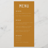 Modern Boho Arch Ochre Oranje Typografie Weddensch Menu (Voorkant)