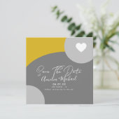 Modern Boho Arch Organic Grey Yellow Save the Date Kaart (Staand voorkant)
