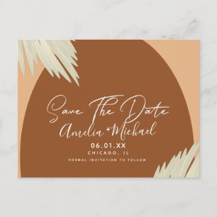 Modern Boho Arch Organic Shape Pampa Save the Date Briefkaart