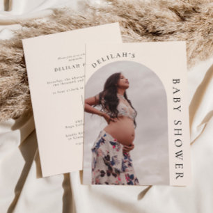 Modern Boho Arch Photo Baby shower Invitation Kaart