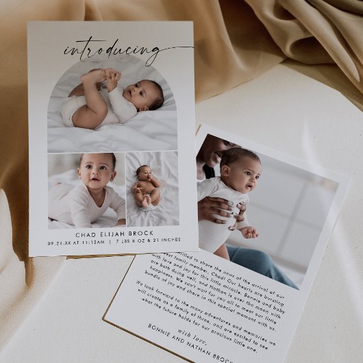 Modern Boho Arch Photo Collage Birth Aankondiging