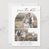 Modern Boho Arch Photo Collage Save The Date (Voorkant)