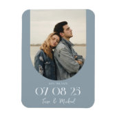 Modern Boho Arch Photo Dusty Blue Save the Date Magneet (Verticaal)