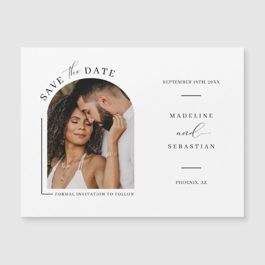 Modern Boho Arch Photo Save the Date Magnetic Kaar (Voorkant)