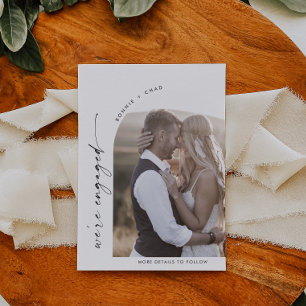 Modern Boho Arch Photo Verloving Aankondiging