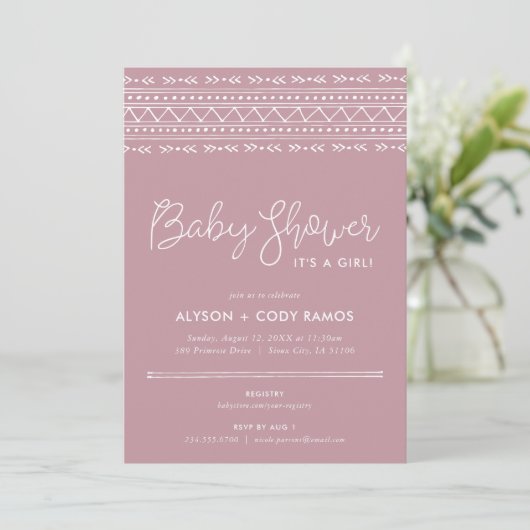 Modern Boho Baby shower | Mauve Kaart (Staand voorkant)