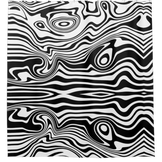 Modern Boho Black and White Pattern Strips Animal Douchegordijn (Voorkant)