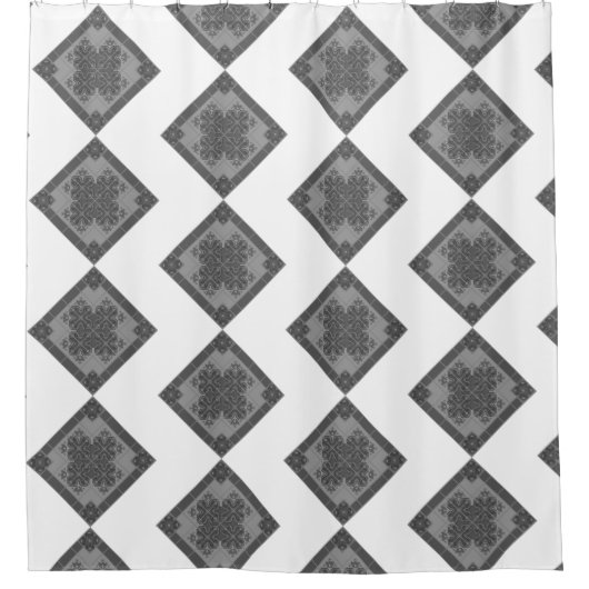 Modern Boho Black en White Pattern Rhombus Douchegordijn (Voorkant)