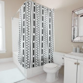 Modern Boho Black en White Stripe Pattern Douchegordijn (In situ)