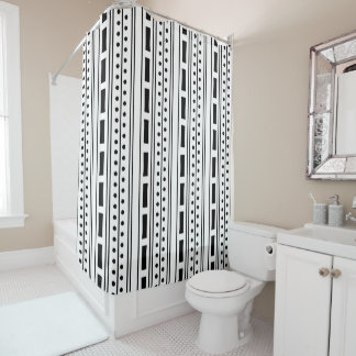 Modern Boho Black en White Stripe Pattern Douchegordijn