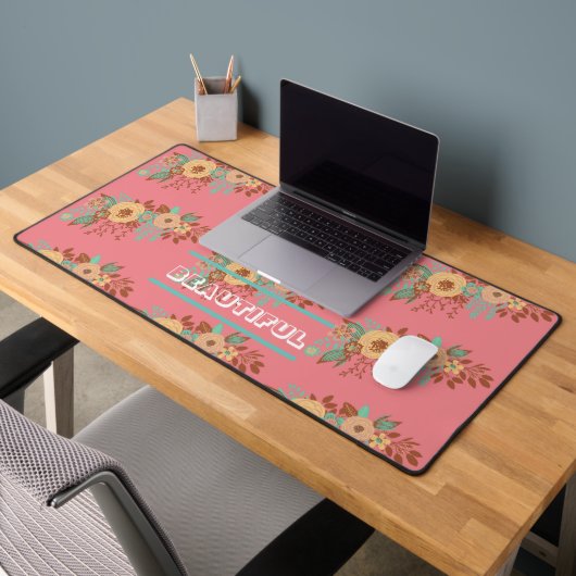 Modern Boho Bloem Roze Bureaumat (Kantoor 2)
