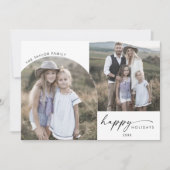 Modern Boho Boog 3 Foto's Prettig Kerstfeest Feestdagenkaart (Voorkant)